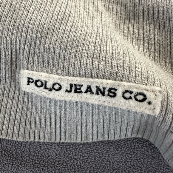 Vintage Men's Ralph Lauren Polo Jeans Co. Grey & Cream Striped Sweater Grey XL. - Picture 8 of 11